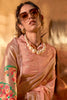 Peach Banarasi Silk Saree with Zari Woven Border Floral Pallu