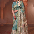 Sky Blue Banarasi Silk Saree with Printed Designer Pallu