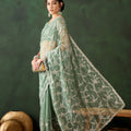 Mint Green Net Embroidered Saree Designer Saree