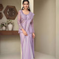 Lavender Embroidered Organza Saree with Designer Blouse