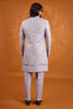 Glorious Light Grey Indo Western Sherwani Heavy Embroidery With Designer Jacket