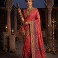 Red Traditional Banarasi Silk Saree Rich Woven Border Design