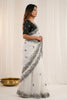 White Organza Saree with Black Embroidered Border
