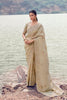 Beige Embroidered Silk Saree Designer Heavy Border Saree with Blouse