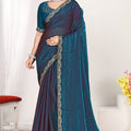 Teal Blue Silk Saree with Rich Golden Zari Border Designer Saree