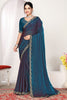 Teal Blue Silk Saree with Rich Golden Zari Border Designer Saree