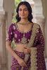 Wine Purple Banarasi Silk Saree Heavy Zari Embroidery Rich Designer Border