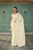 Elegant Off-White Net Embroidered Saree with Matching Blouse for Wedding Party Wear