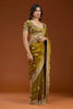 Olive Green Designer Embroidered Saree with Heavy Matching Blouse