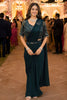 Teal Green Sequins Ready to Wear Designer Saree Embroidered Blouse
