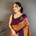 Purple and Copper Banarasi Silk with Zari Weaving  Saree