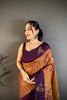 Purple and Copper Banarasi Silk with Zari Weaving  Saree