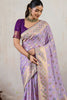 Lavender Banarasi Silk Saree Multicolor Zari Buti Weaving Rich Pallu