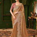 Golden Velvet Saree Pink Designer Blouse Reception Wear