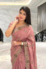 Dusty Pink Embroidered Silk Saree with Heavy Designer Border