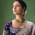 Lavender Organza Saree Heavy Silver Embroidery Border Designer Blouse