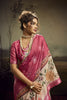 Pink Linen Silk Saree Floral Digital Print Designer Tassel Pallu
