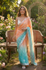 Peach Aqua Blue Ombre Designer Saree with Sequin Embroidery Border