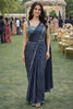Navy Blue Georgette Saree with Embellished Designer Blouse