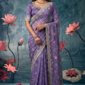 Elegant Lavender Designer Saree with Sequins Embroidered Border