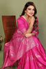 Rani Pink Banarasi Silk Saree with Rich Zari Weaving Blouse Piece