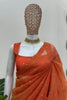 Rust Orange Swarovski Work Organza Designer Saree