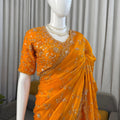 Royal Orange Heavy Embroidered Designer Saree Party Wear
