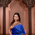 Royal Blue Paithani Silk Saree with Golden Zari Border