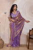 Lavender Purple Silk Saree Golden Zari Embroidery Matching Blouse