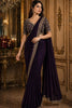 Dark Purple Designer Georgette Saree with Embroidered Blouse