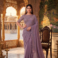  Lavender Shimmer Saree with Embroidered Blouse and Designer Border 