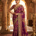  Rani Pink Banarasi Silk Saree Multicolor Floral Weaving Rich Designer Pallu 