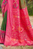 Green and Rani Pink Banarasi Silk Saree with Rich Zari Woven Border