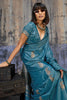 Premium Teal Blue Banarasi Silk Saree Zari Woven Border Designer Blouse