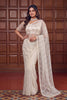 Off White Sequins Embroidered Net Saree with Designer Blouse