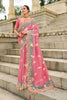 Pink Embroidered Organza Silk Saree with Designer Cutwork Border