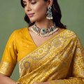Royal Mustard Yellow Heavy Embroidered Banarasi Silk Saree