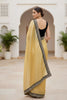 Mustard Yellow Organza Saree Designer Black Border Sleeveless Blouse