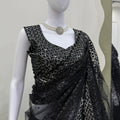 Black Net Saree with Heavy Sequin Embroidery Designer Blouse