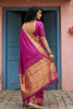 Magenta Silk Saree with Golden Zari Border Traditional Buti Design
