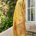 Mustard Yellow Banarasi Silk Saree with Rich Woven Zari Pallu