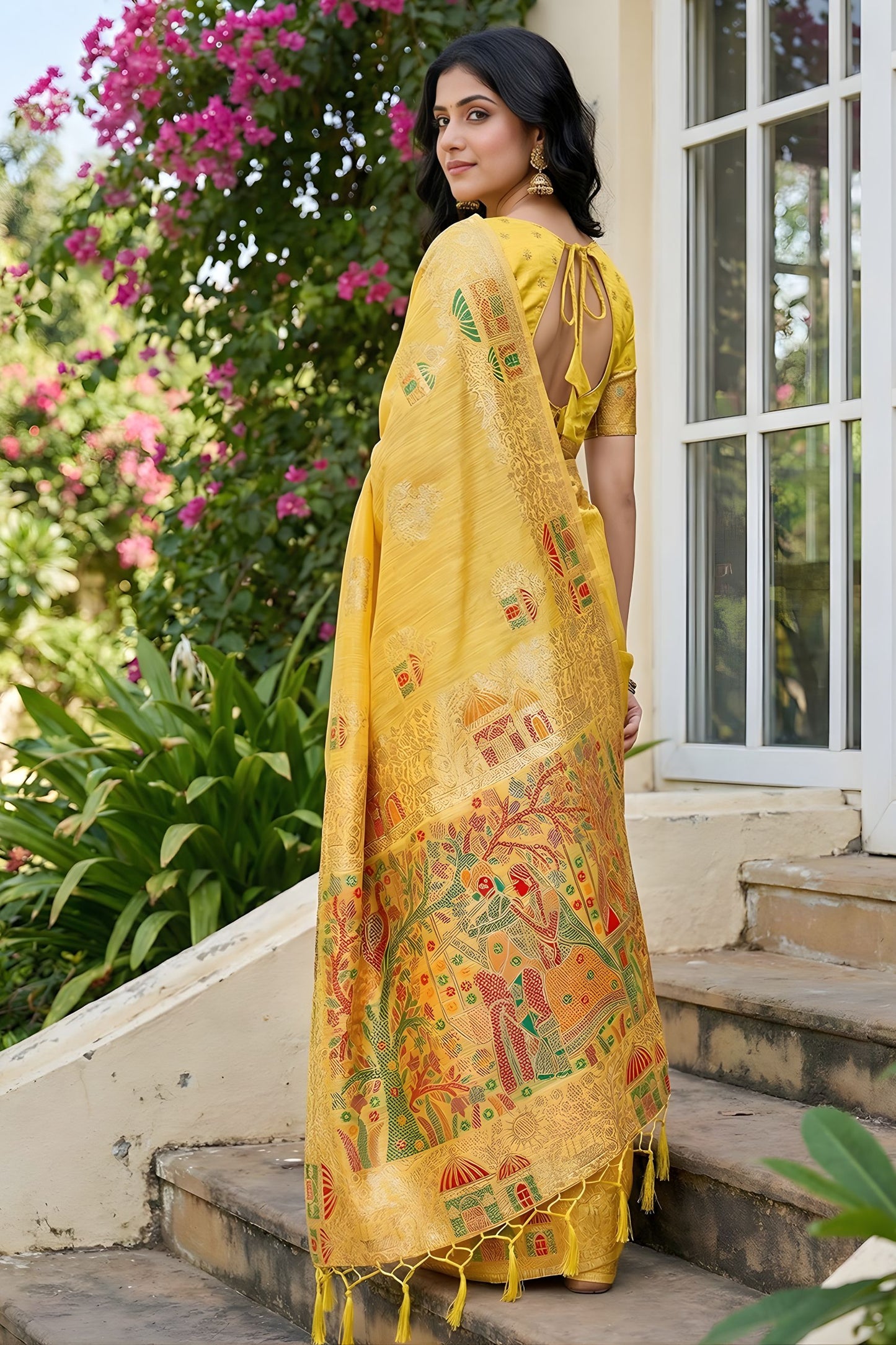 Mustard Yellow Banarasi Silk Saree with Rich Woven Zari Pallu