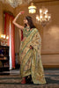 Light Gold Banarasi Silk Saree Green Border Floral Buti Weaving Saree 