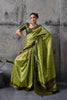  Olive Green Silk Saree with Golden Zari Border Traditional Saree 