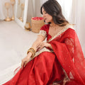 Designer Red Georgette Saree with Heavy Embroidery Sequin Work