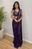 Luxury Purple Ready to Wear Satin Saree with Heavy Embroidered Blouse