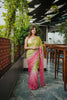 Lime Green Pink Ombre Sequins Saree with Designer Blouse Party Wear