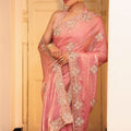 Pink Silk Saree with Heavy Designer Blouse Party Wear