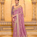 Lavender Banarasi Silk Saree Traditional Zari Festive Wear Saree