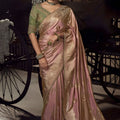 Pink Banarasi Silk Saree with Rich Gold Zari Weaving Traditional Border